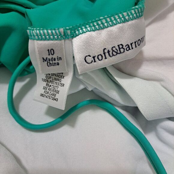 Croft & Barrow Women's Aqua Tankini Travel Vacation Beach Top Sz 10 - Picture 5 of 6